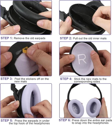 Miniatura 29 de Almohadillas para los oídos para Bose QuietComfort 45 QC45 QC35 ii QC35, cojines de cuero de piel de cordero para auriculares profesionales, QC45