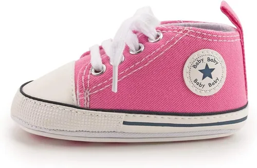 Miniatura 4 de Meckior - Zapatos deportivos de lona para bebé, con suela suave y caña alta, para sus primeros pasos y estar en la cuna