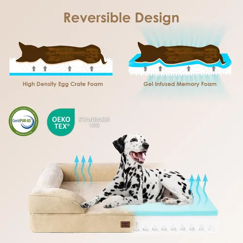 Miniatura 48 de EHEYCIGA – Cama ortopédica impermeable para perros pequeños, de espuma viscoelástica tipo caja de huevos, con bordes elevados y base antideslizante