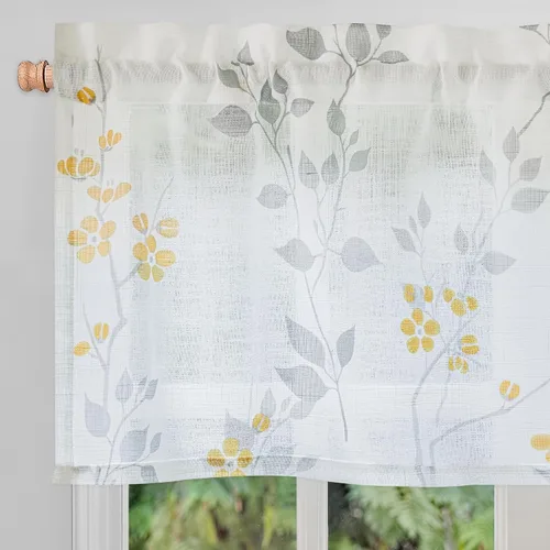 Miniatura 29 de Beauoop 2 paneles de cortinas semitraslúcidas de lino floral de 54 pulgadas de largo, para sala de estar o dormitorio, cortinas rústicas con textura