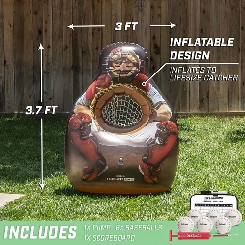 Miniatura 2 de GoSports Inflataman Baseball Toss Challenge - Juego de lanzamiento de zona de strike con atrapador inflable