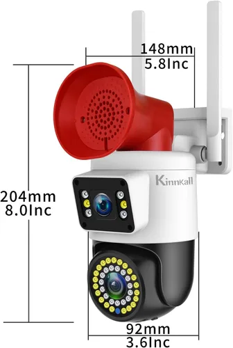 Miniatura 8 de Cámara de seguridad para exteriores de 4MP con doble lente y visión nocturna con foco de iluminación, seguimiento de movimiento con giro y Blanco