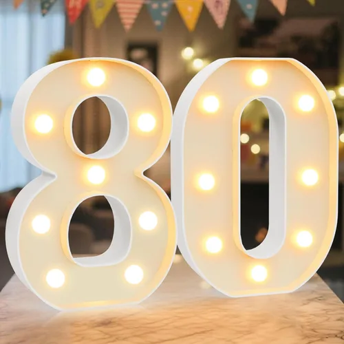 Miniatura 68 de Letrero de números con luz LED de marquesina, letrero de números de cumpleaños iluminado para decoración de fiesta de cumpleaños, pared de bar