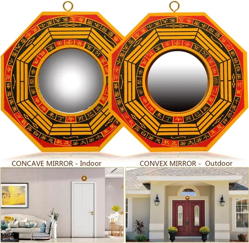 Miniatura 2 de Feng Shui - Espejo cóncavo de bagua de 4 pulgadas, juego de 2, un espejo cóncavo para protección contra la energía negativa pasiva y un espejo