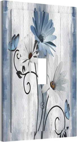Miniatura 87 de Placa de pared decorativa con hojas de palmera tropicales de oro blanco, hoja de plátano, doble interruptor de luz de palanca decorativa, placa