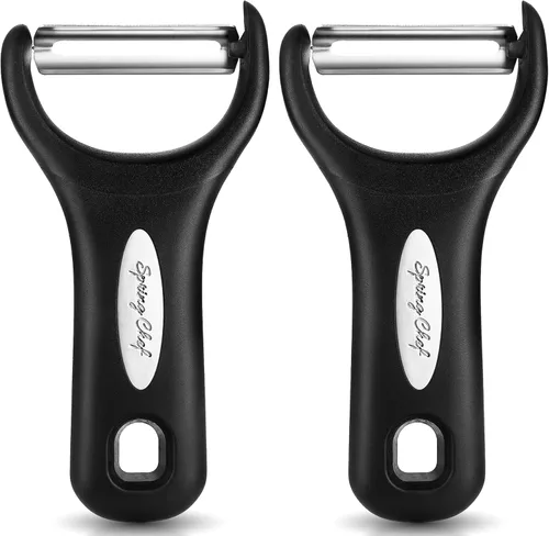 Miniatura 9 de Spring Chef Peladores de Verduras de Acero Inoxidable Giratorios, Y & Julienne para Cocina, Peladores de Papas con Mangos de Agarre Suave, Juego