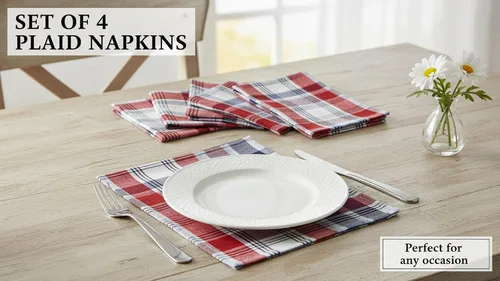 Miniatura 6 de Lintex Home Bargains Plus - Servilletas de tela patrióticas para celebración, juego de 4 Rojo Blanco y Azul, Algodón, Servilleta Americana Tela A