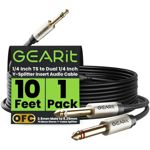 Miniatura 8 de GEARit Cable de inserción de 10 pies – 1/4 "TRS estéreo macho a doble 1/4" TS mono macho Y-Splitter Breakout Cable, cable de conexión de audio