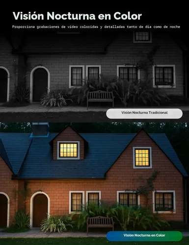 Miniatura 5 de Cámara de seguridad con cable 2K, interior/exterior para el hogar, mascotas, bebé, niñera, visión nocturna a color impermeable IP65, luz blanca