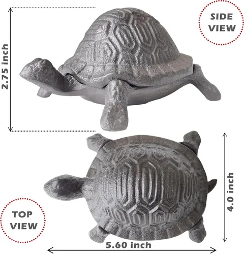 Miniatura 7 de Ocultador de llaves de tortuga de hierro fundido, soporte oculto para llaves, estatua decorativa de jardín, lugar secreto para llaves de repuesto