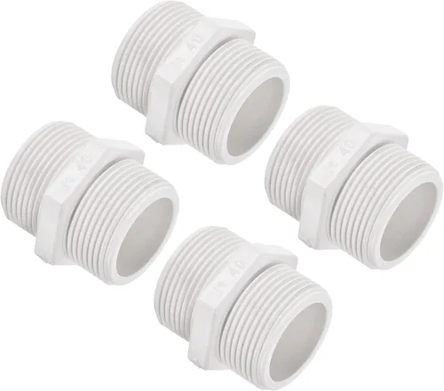 Miniatura 7 de M METERXITY Paquete de 4 accesorios de tubería de rosca macho de PVC – conector de manguera adaptador de rosca macho hexagonal G1/2, adaptador