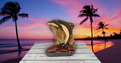 Miniatura 2 de Leaping Dolphin - Caja de rompecabezas de madera de Intarsia, hecha a mano con compartimento secreto