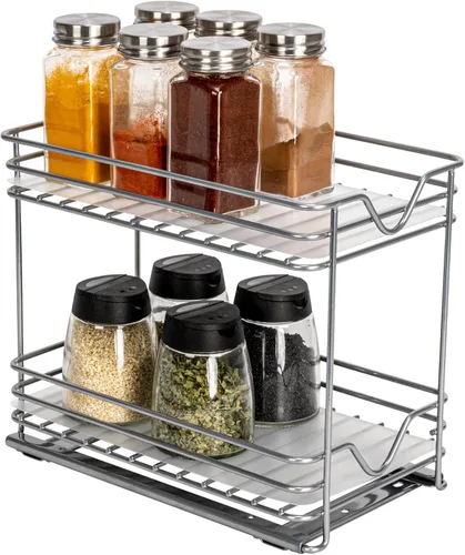 Miniatura 12 de Household Essentials Glidez - Organizador de almacenamiento extraíble de acero con recubrimiento en polvo con forros de plástico para uso en estante