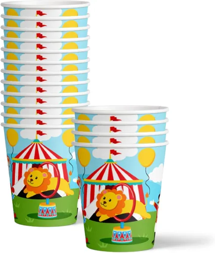 Miniatura 3 de Birthday Galore Little Circus Carnival - Suministros para fiestas de cumpleaños con temática de circo, juego de vajilla de 16 unidades incluye