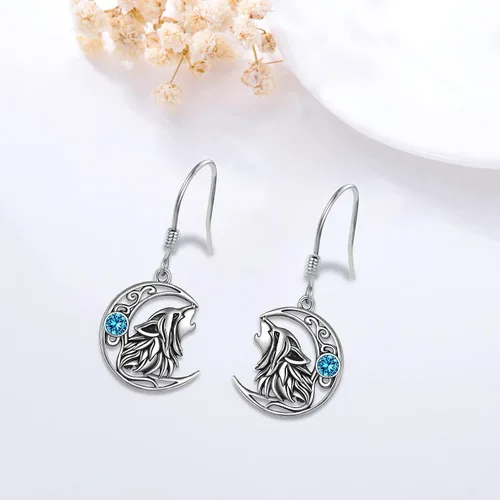 Miniatura 34 de POPKIMI Bonitos aretes colgantes de animales, joyería de animales, regalos de cumpleaños y Navidad para mujeres, aretes de ópalo de cristal de plata
