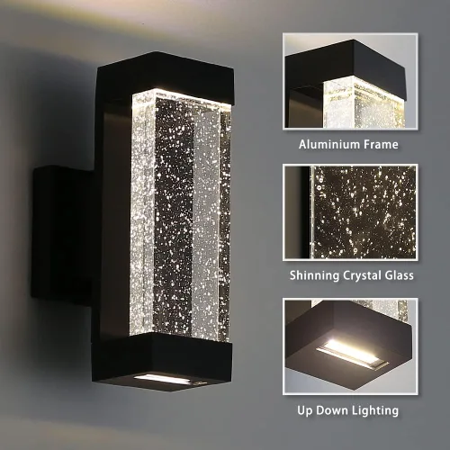 Miniatura 2 de Cerdeco Lámpara de pared moderna de burbujas de cristal, pintada en negro mate, 12 W 3000 K, luz blanca cálida