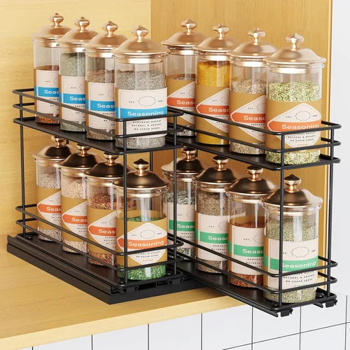 Miniatura 10 de Mystozer Organizador de especias extraíble para gabinete, estante de especias deslizante, organizador de gabinete de especias fácil de instalar, 2.5