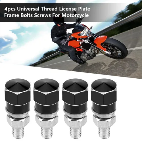 Miniatura 7 de 4 tornillos para marco de matrícula, tornillos universales para marco de matrícula, tornillos para motocicleta (negro)