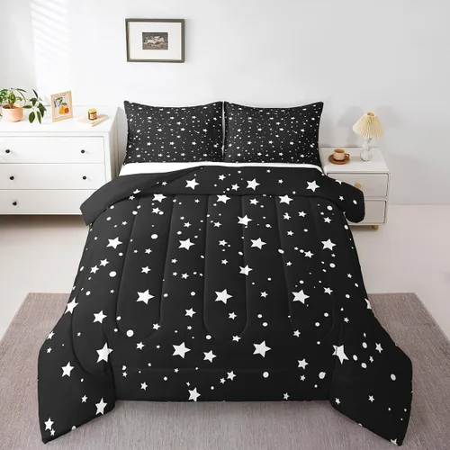 Miniatura 6 de Juego de edredón de cielo estrellado, tamaño King, juego de ropa de cama con estrellas y galaxias para niños y niñas, edredón de plumón del espacio