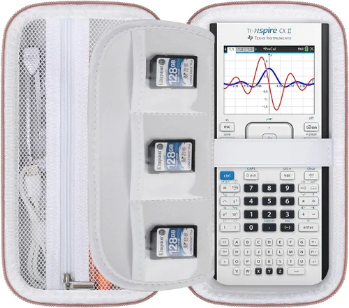 Miniatura 11 de Elonbo Funda de transporte para calculadora gráfica de color Texas Instruments TI-Nspire CX II CAS/CX II/CX/CX CAS, bolsillo con cremallera Negro