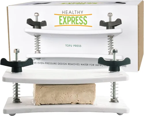 Miniatura 7 de Prensa de tofu extra firme de Healthy Express - Platos curvados de primera calidad para resultados de prensado superiores en tofu firme y extra