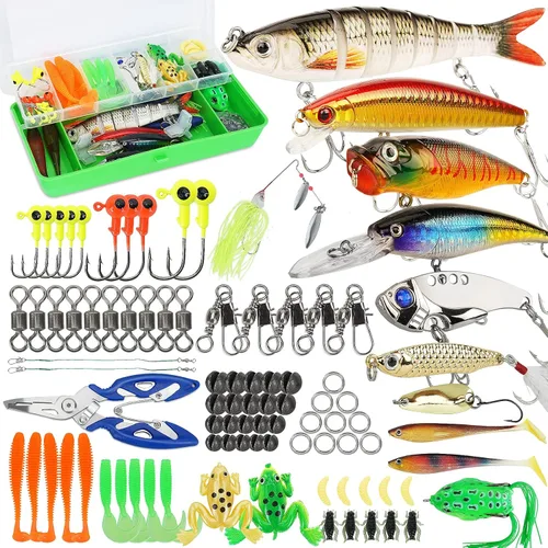 Miniatura 9 de Kit de Caja de Señuelos y Anzuelos de Pesca SMMYMGF, Equipo y Accesorios para Pesca de Agua Salada y Dulce, Incluyendo Señuelo Bionic Swimbait, Caja