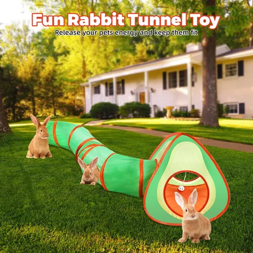 Miniatura 7 de YUEPET Túnel de conejo y cubo plegable tienda de campaña interactiva de túnel arrugado juguetes pequeños escondite de animales con pelota de juego