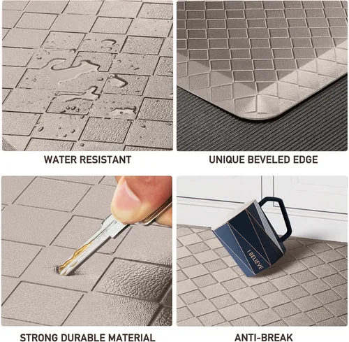 Miniatura 4 de HappyTrends Alfombras antifatiga para cocina, 4/5 pulgadas de grosor, antideslizantes, impermeables, ergonómicas, cómodas para cocina, suelo, hogar