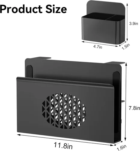 Miniatura 7 de Almacenamiento lateral de escritorio, soporte de metal para portátil con caja magnética para bolígrafos, organizador con abrazadera debajo