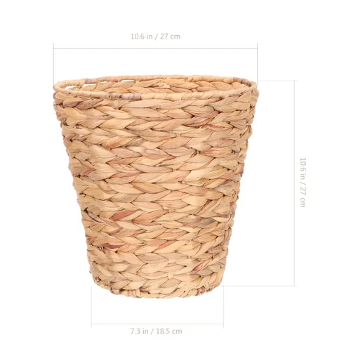 Miniatura 4 de SEWACC Cubo de basura de mimbre de 10.6 pulgadas, material natural, redondo, cesta de almacenamiento para el hogar, organizador ligero