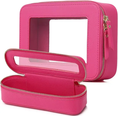 Miniatura 64 de Pinkmik Pequeña bolsa de maquillaje transparente, mini estuche para cosméticos, bolsa de aseo impermeable con cremallera, organizador de bolsos