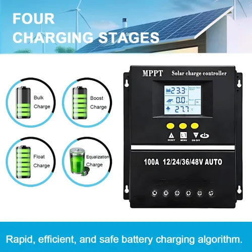 Miniatura 5 de Controlador de carga solar MPPT de 60 A 12 V 24 V 36 V 48 V Pantalla LCD Regulador inteligente de batería Entrada máxima de 100 V USB dual