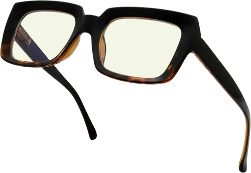Eyekepper Computer Glasses - Blue Light Filter Eyewears Women - UV420 Protection Oversized Square Eyeglasses - Black/Tortoise