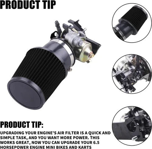 Miniatura 2 de Kit de Adaptador de Filtro de Aire de Carburador Mejorado de Alto Rendimiento con Bujía de Admisión Compatible con Predator 212cc 6.5 Hp Honda Gx160