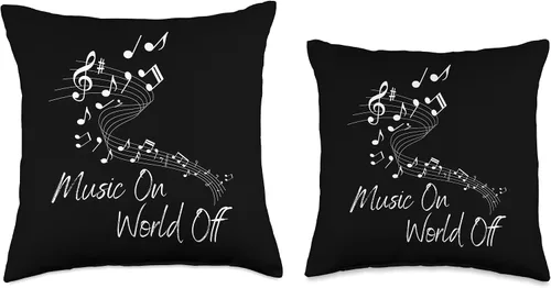 Miniatura 3 de Music On World Off Notas Musicales Para Músicos Throw Pillow