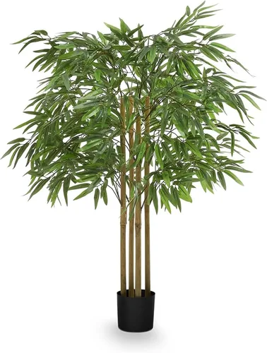 Maia Shop Planta de Árbol de Bambú Artificial de 3 pies y 5 pulgadas para casa, apartamento u oficina, plantas de interior falsas realistas para