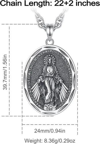 Miniatura 6 de INFUSEU Regalos religiosos únicos para hombres y mujeres, collares con colgante de San Miguel, San Cristóbal, San Benito, Virgen María