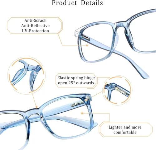 Miniatura 2 de LifeArt 2 pares de anteojos de bloqueo de luz azul con bisagra de resorte, anteojos para computadora, anteojos de juegos, gafas de TV para mujeres