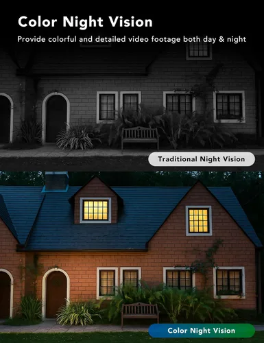Miniatura 5 de Cámara de seguridad 2K, exterior/interior para el hogar, mascota, bebé, niñera, visión nocturna a color IP65, luz blanca y sirena, grabación, Negro