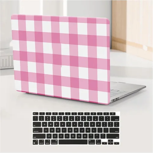 Miniatura 16 de Funda a cuadros para MacBook Air de 13 pulgadas M5 M4 M3 M2 2026-2022 A3240 A3113 A2681, piel a cuadros con textura a cuadros para MacBook Air 13.6