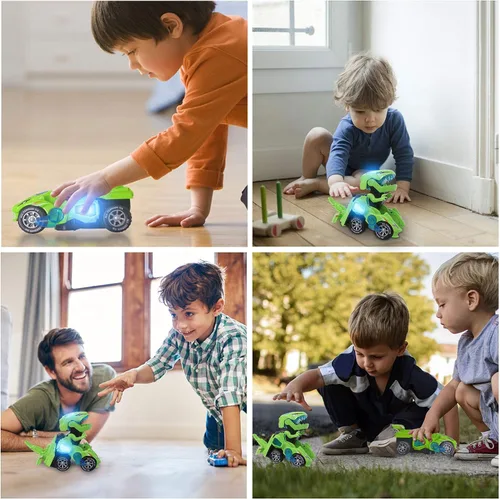 Miniatura 7 de Juguetes para niños de 3 a 6 años, juguetes de autos transformables con luz LED y música, juguetes de dinosaurio, regalos de cumpleaños para niños