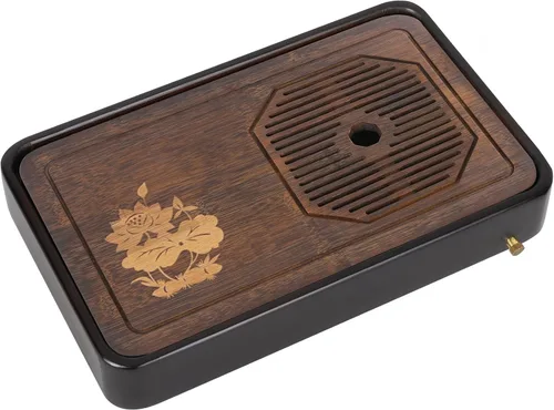 Miniatura 10 de Ufine Bandeja de té de gongfu de bambú de 15 pulgadas con drenaje de almacenamiento de agua Bandeja de servir de té chino Kung Fu Bandeja de mesa