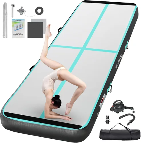 Miniatura 31 de FBSPORT - Colchonetas inflables de entrenamiento de 4 u 8 pulgadas de grosor, pistas de gimnasia para uso en el hogar, animadoras, yoga