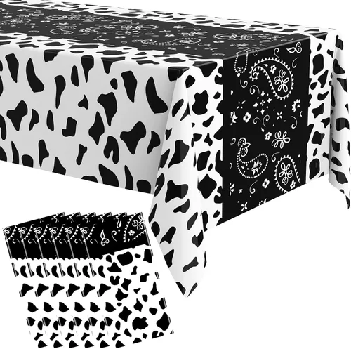Oudain 6 manteles tipo bandana para decoración de fiesta occidental con estampado de cachemira, manteles rectangulares de plástico para vaquera,