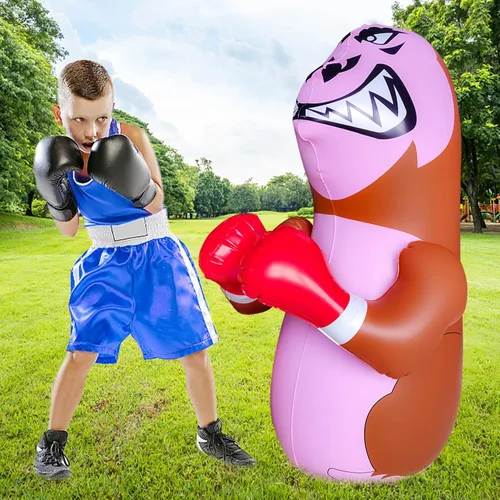 Miniatura 7 de 48 in Punching Bag for Kids, Free Standing Inflatable Dummy, Inflatable Punching Bag, De-Stress Boxing Bag for Kid Orangután-BDW-Verde