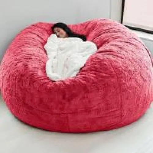 Miniatura 14 de DIOB Funda redonda para silla de puf, para adultos, adolescentes (relleno no incluido), silla de sofá gigante suave, cómoda silla de descanso