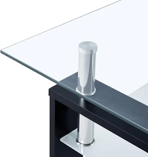 Miniatura 7 de Mesas de Centro para sala Juego de mesa de comedor negro y transparente de 37.4 x 21.7 x 15.7 pulgadas, vidrio templado, adecuado para dormitorios