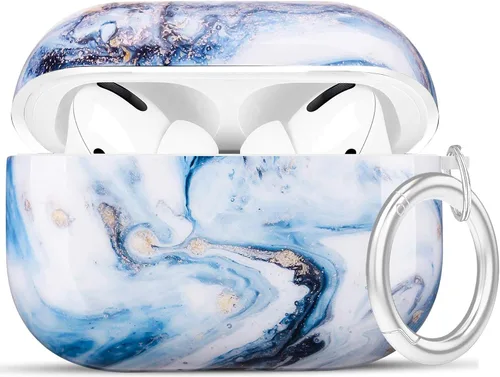 Miniatura 13 de Funda para Airpods Pro - YOMPLOW Funda protectora rígida de piel portátil y a prueba de golpes para mujeres y niñas con llavero para Apple Airpods