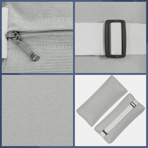 Miniatura 6 de Juego de 2 fundas de almohada para silla reclinable al aire libre, con correa ajustable, resistente al agua, para patio, jardín, playa, piscina, Gris