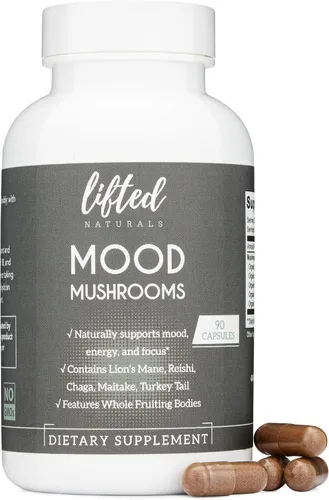 Mood Hongos - Suplemento de hongos levantados - Melena de león, Reishi, Chaga, cola de pavo, Maitake - Energía, enfoque, alivio del estrés